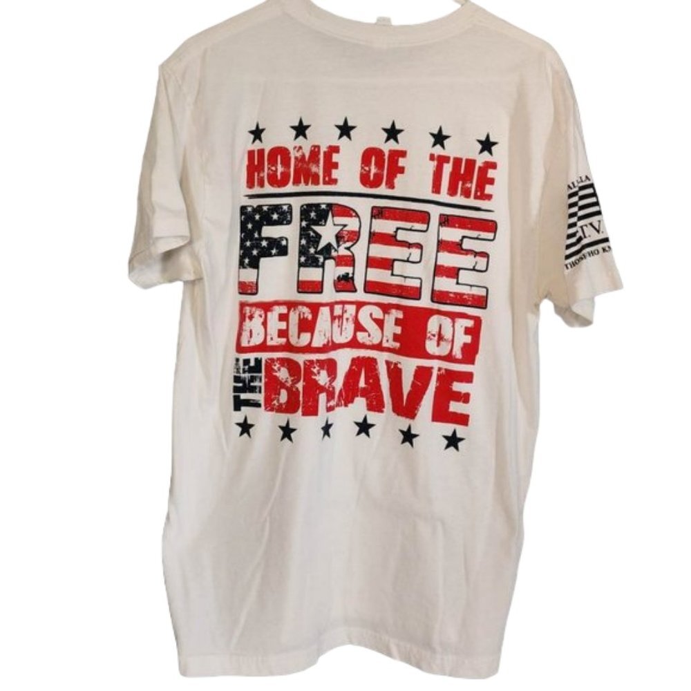EUC Til Valhalla Project T-Shirt Home of the Free Because of the Brave Patriotic